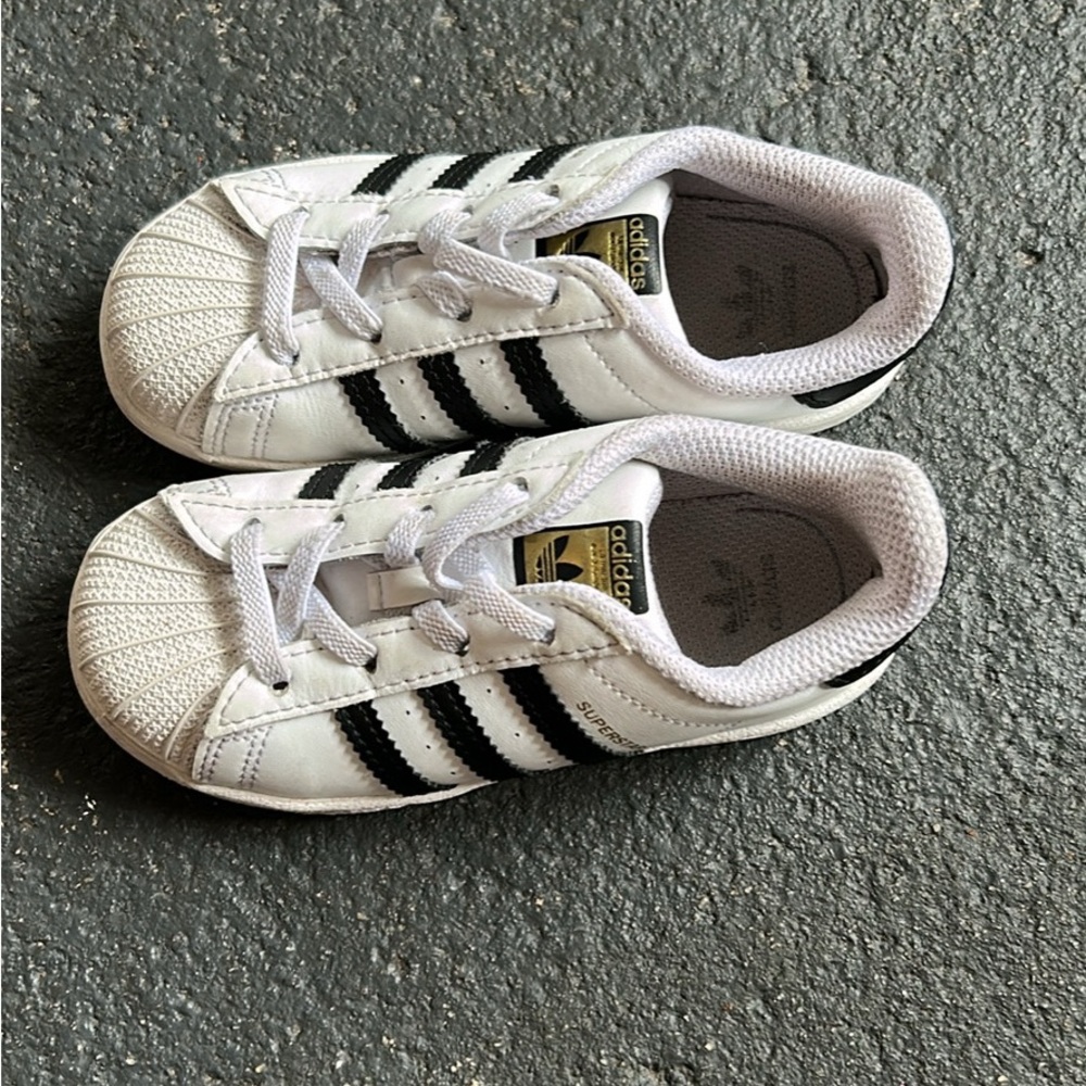 Adidas Kids White and Black Striped Sneakers